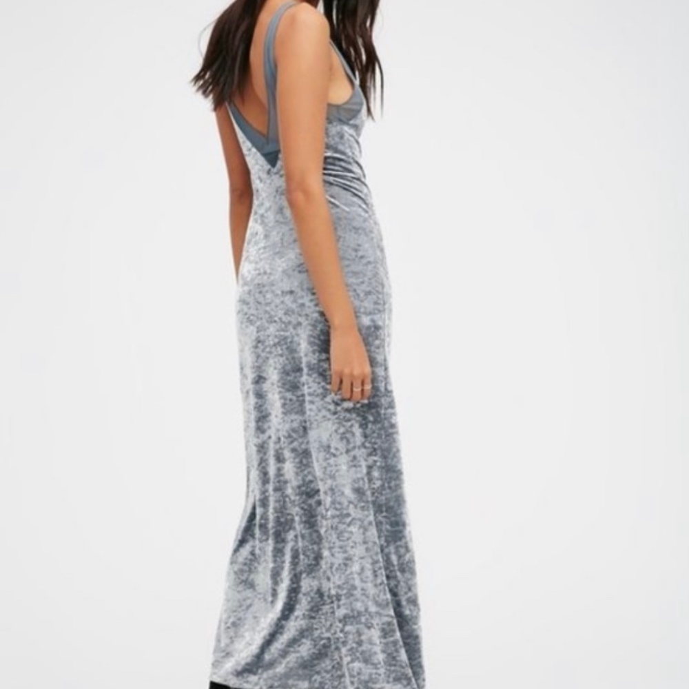 FREE PEOPLE SILVER MESH MAXI DRESS